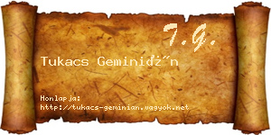 Tukacs Geminián névjegykártya
